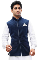 Men's Blue Velvet Nehru Jacket