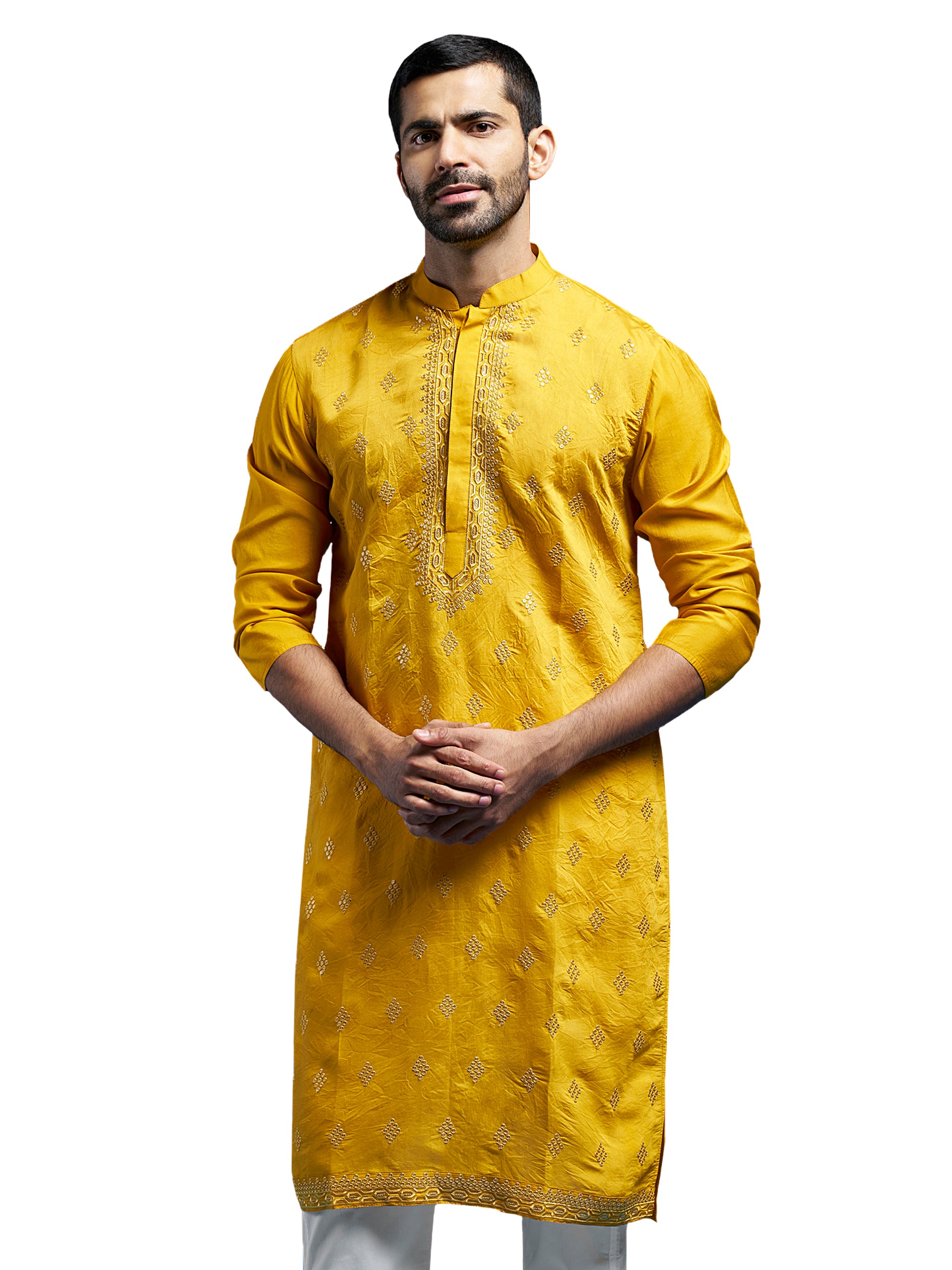 Men's Yellow Chanderi Kurta