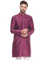 Men Purple Silk Blend Kurta