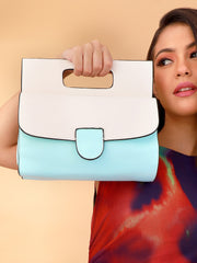 Women's The Envelope Hand Bag - Powder Blue & Ivory White