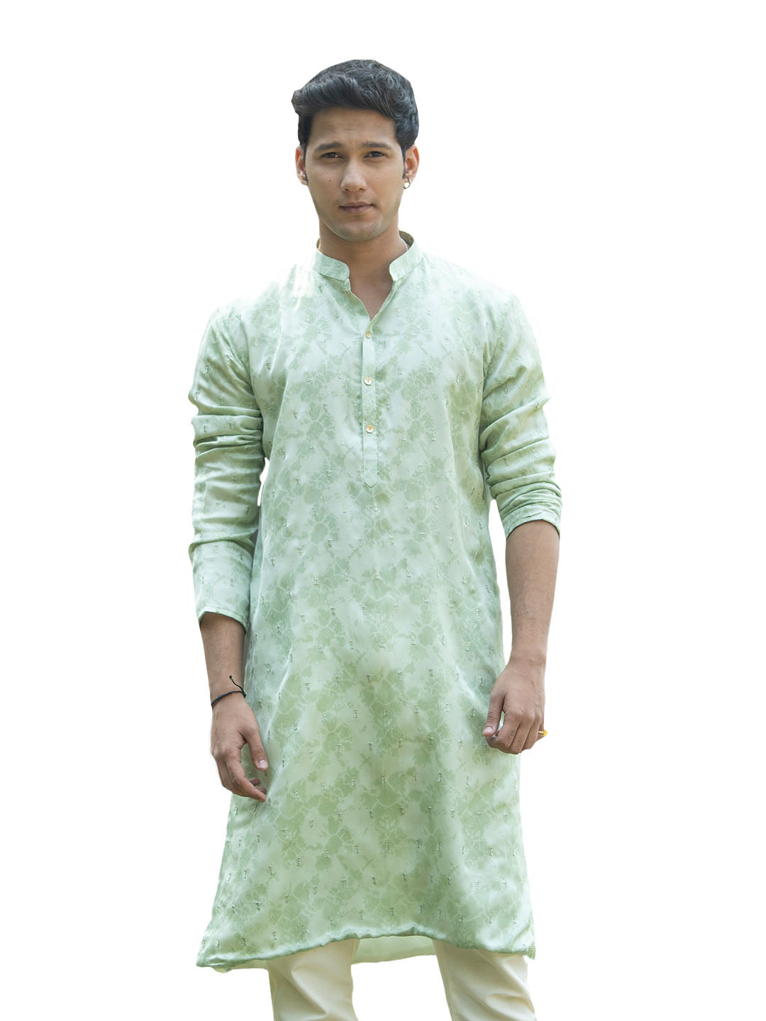 Men's Mint Green Silk Blend Kurta