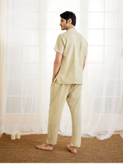 Men's Beige Cotton Kurta Pyjama Set