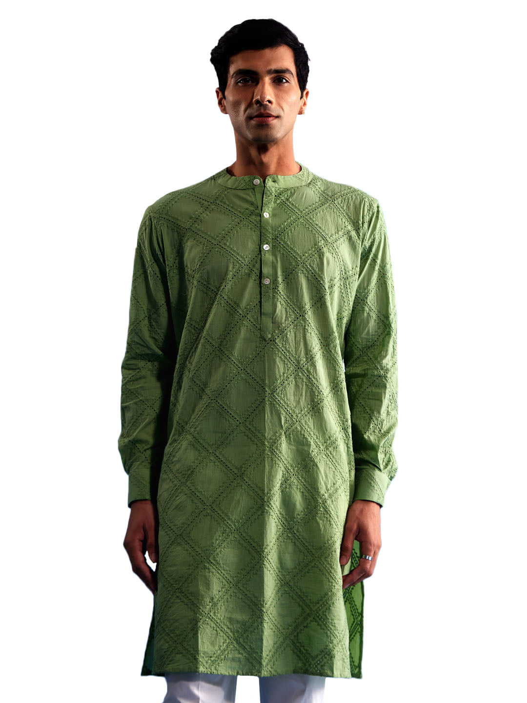 Men's Green Cotton Kurta