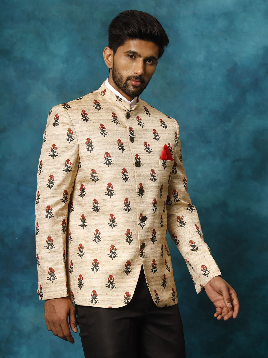 Men's Beige Silk Blend Jodhpuri