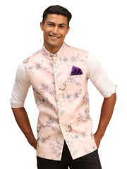 Men's Multicolor-Base-Peach - Nehru Jacket