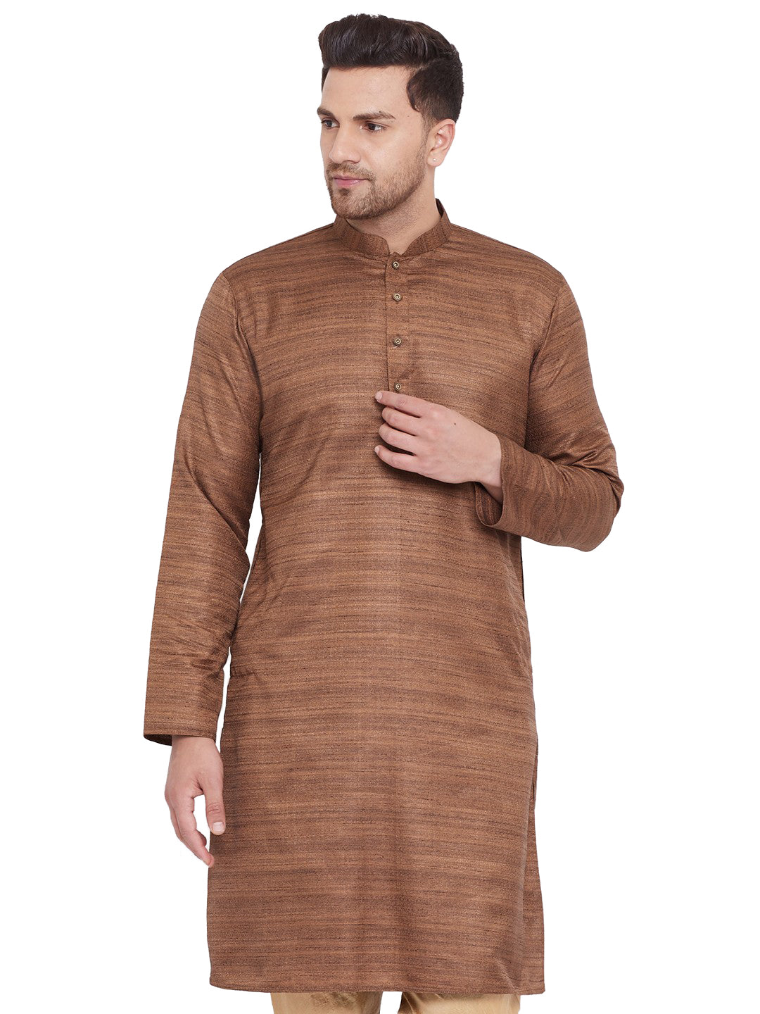 Men's Coffee Brown Silk Blend Kurta