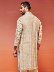 Men's Gray Silk Blend Kurta