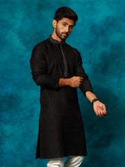 Men's Black Cotton Blend Kurta