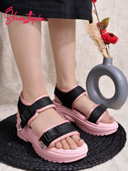 Shoetopia Comfortable  & Sporty Pink Sandals For Women & Girls