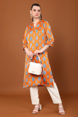 Gia Printed V Neck Kurta