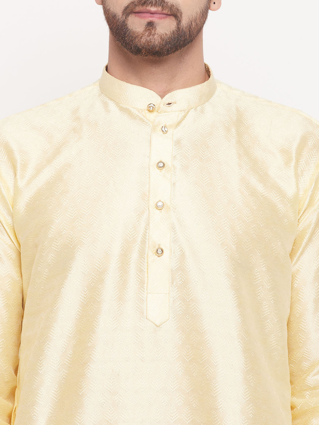 Men Beige Silk Blend Kurta