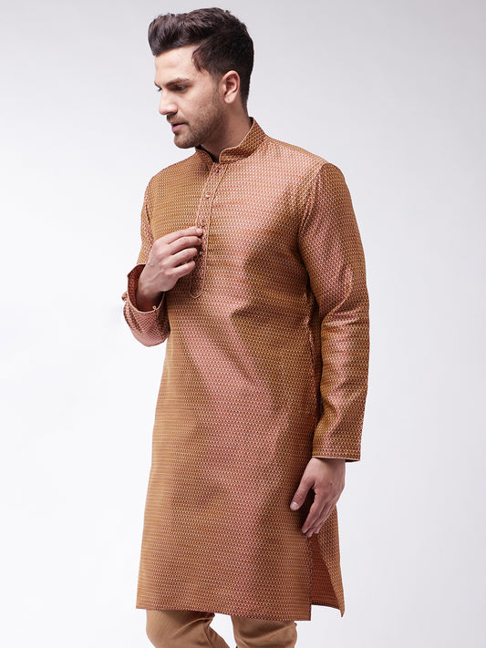 Men's Maroon Silk Blend Kurta