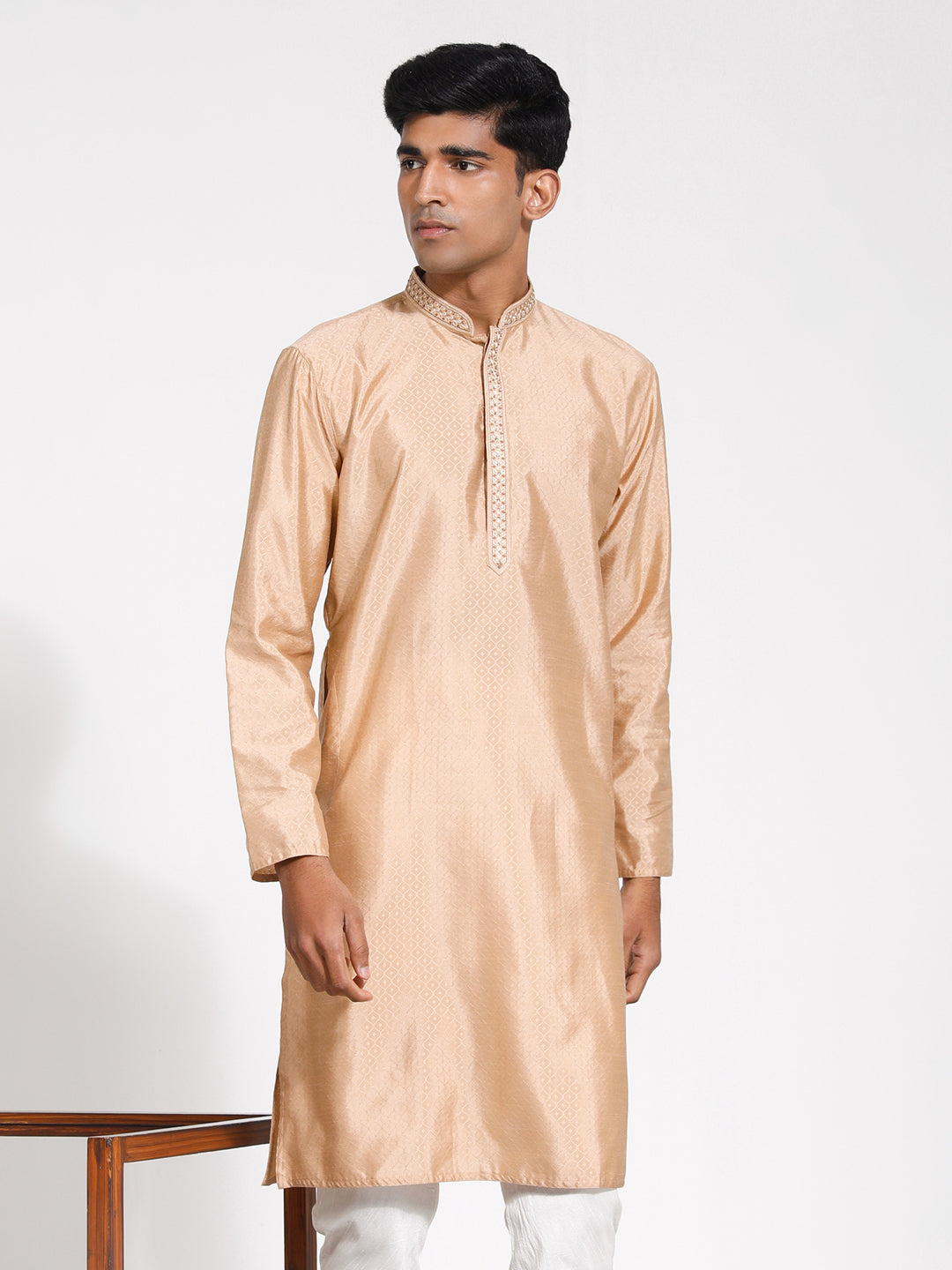 Men's Cream Silk Blend Kurta