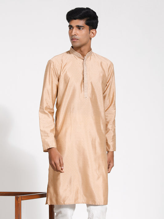 Men's Cream Silk Blend Kurta