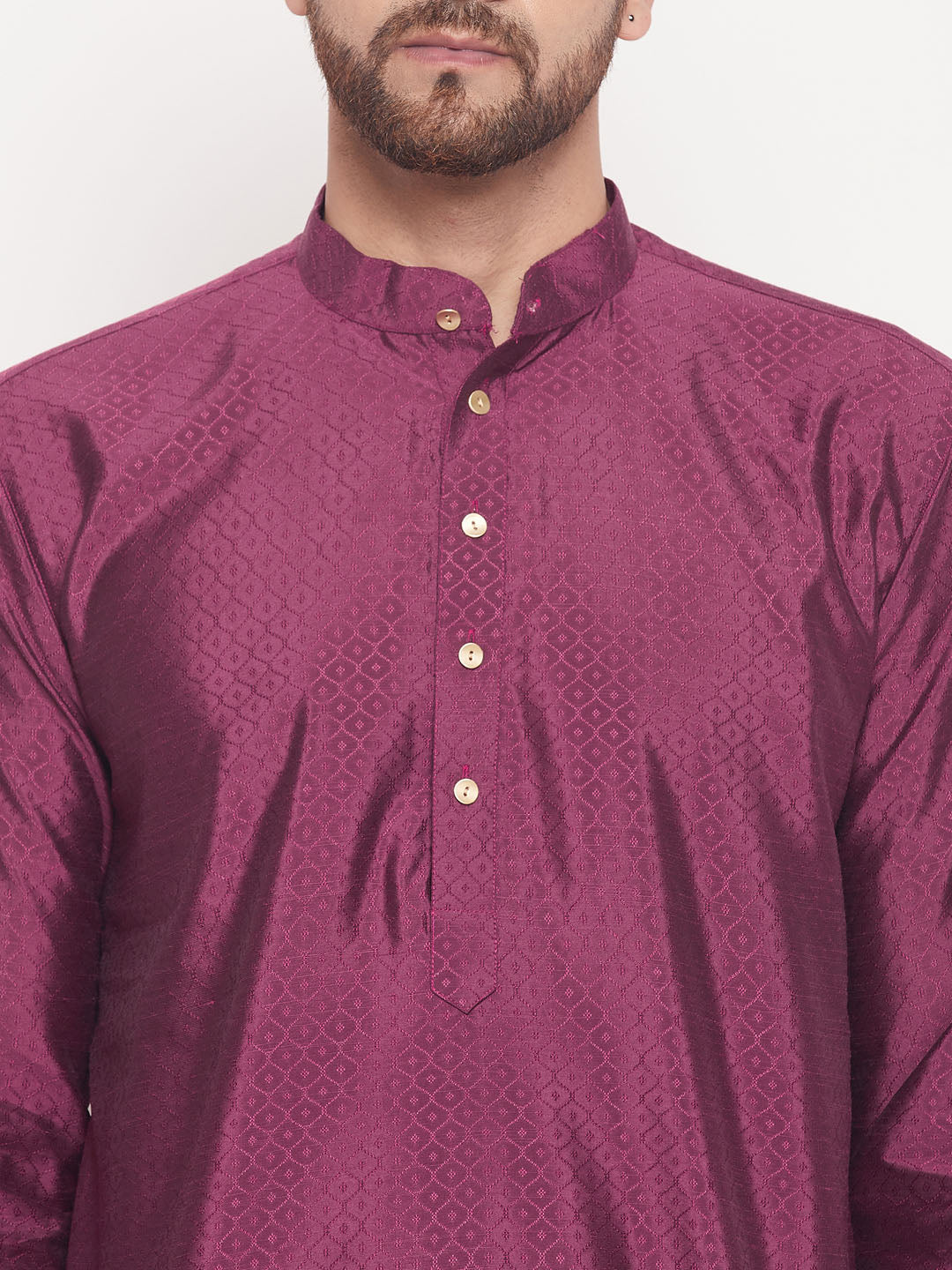 Men Purple Silk Blend Kurta