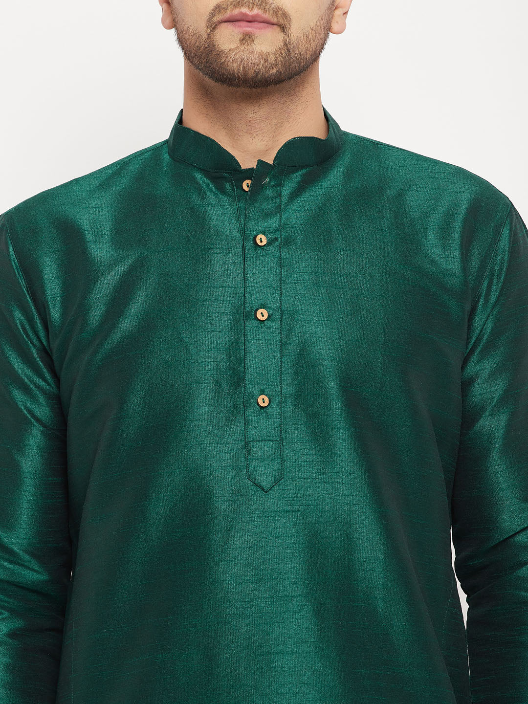 Men's Green Silk Blend Kurta