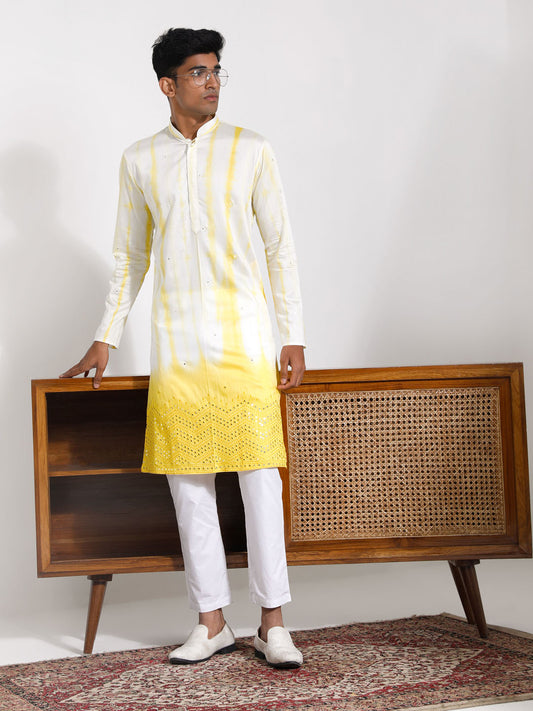 Men's Yellow Viscose Kurta And Pyjama Set