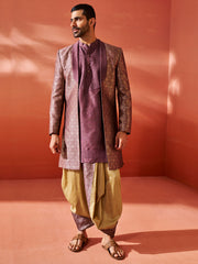 Men's Purple Silk Blend Sherwani Set