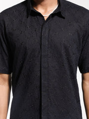 Men's Black Cotton Ethnic Shirt