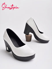 Shoetopia Solid White Pumps For Women & Girls