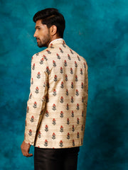 Men's Beige Silk Blend Jodhpuri