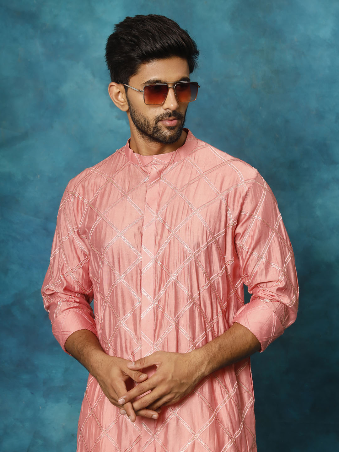 Men's Onion Pink Viscose Kurta