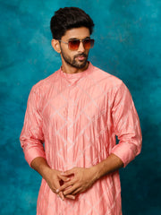 Men's Onion Pink Viscose Kurta