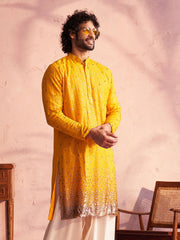 Men's Yellow Georgette Kurta