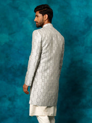 Men's Grey Silk Blend Sherwani Only Top