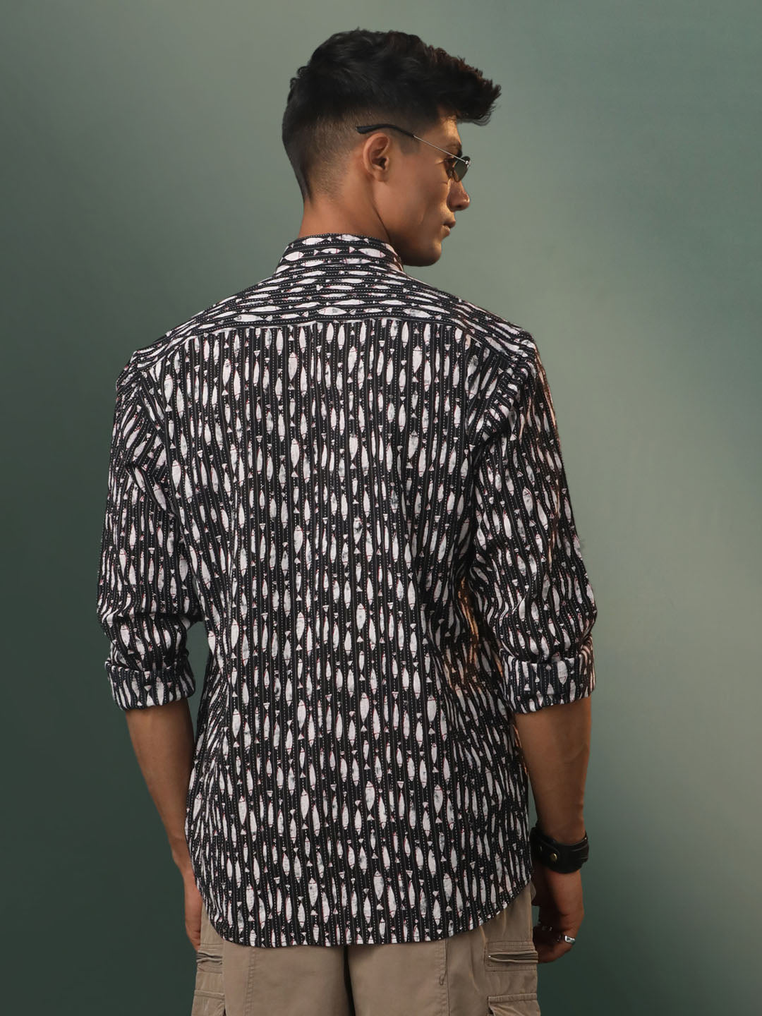 Men's Black Cotton Ethnic Shirt