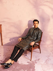 Men's Black Georgette Kurta Pyjama Set