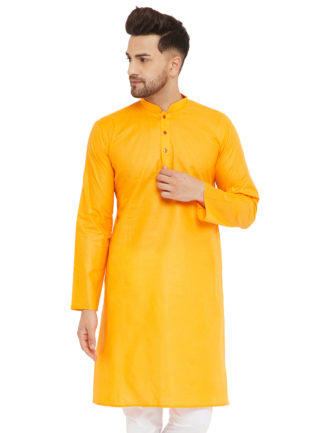 Men's Orange Cotton Kurta