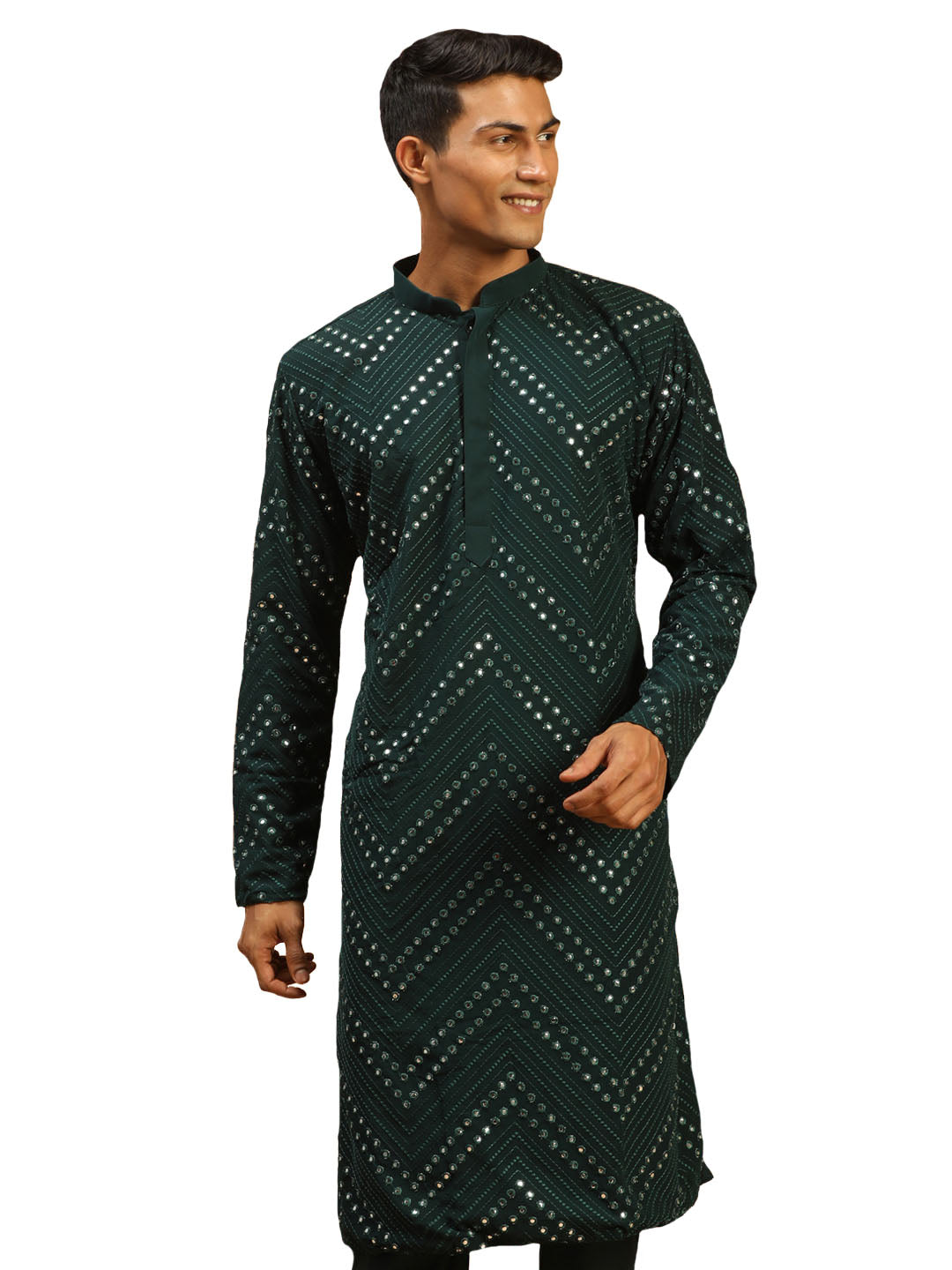 Men's Green Georgette Kurta