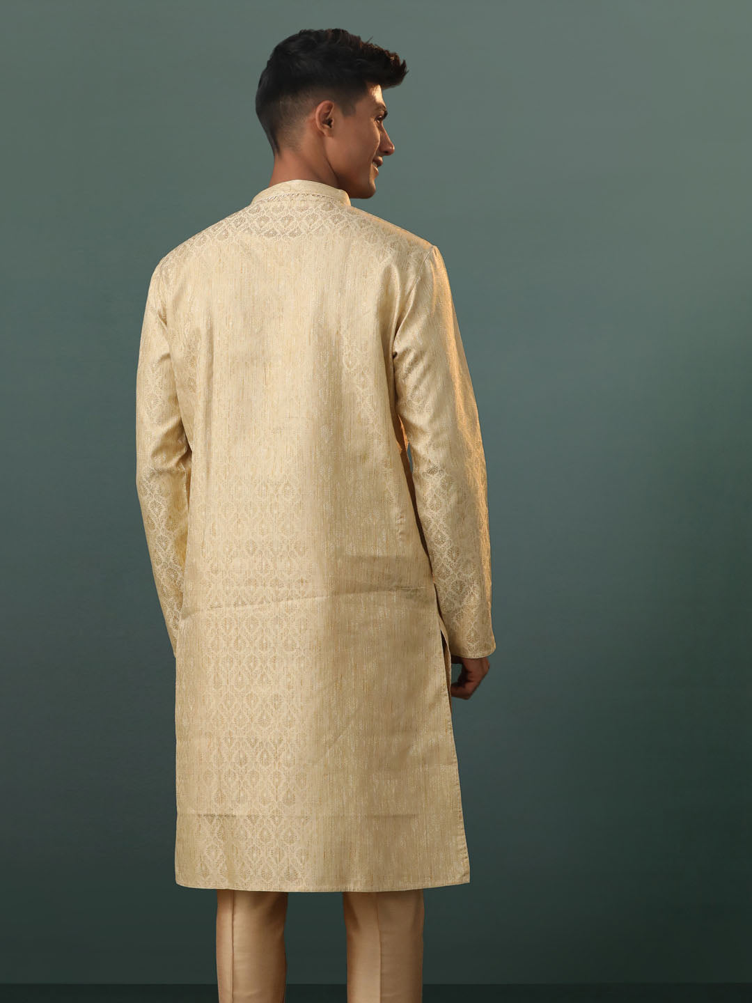 Men's Gold Silk Blend Kurta