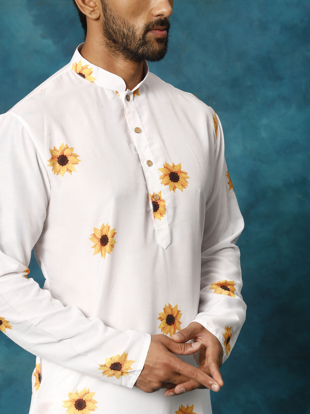 Men's Cream Cotton Blend Kurta