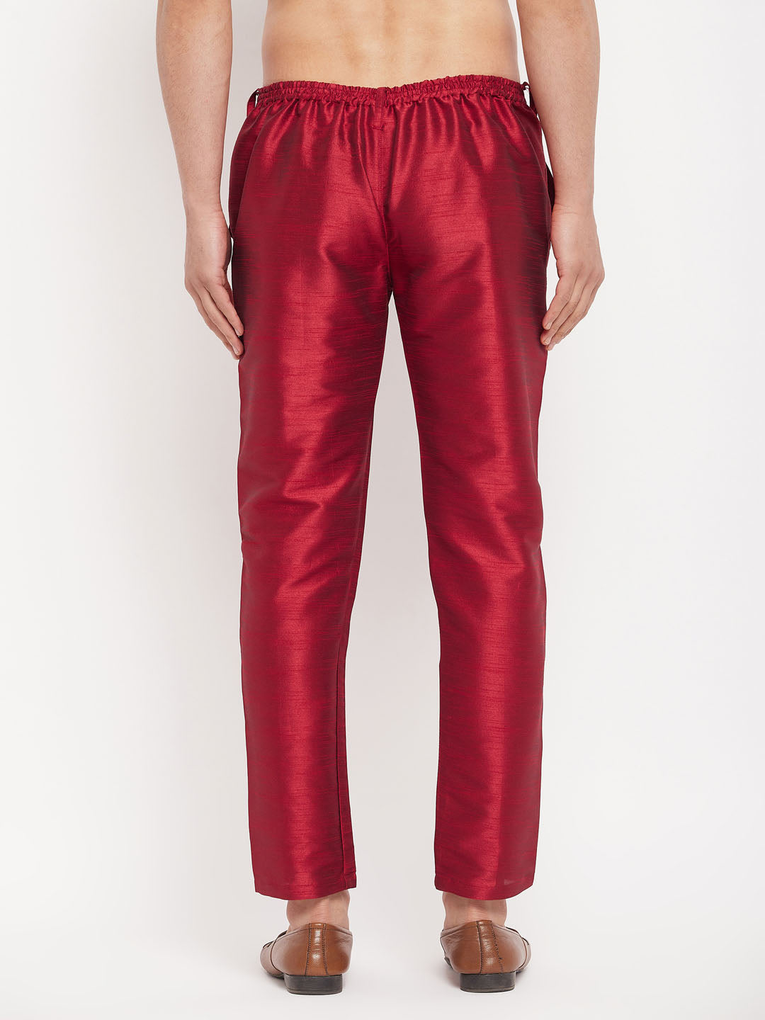 Men's Maroon Silk Blend Pant Style Pyjama