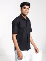 Men's Black Cotton Ethnic Shirt