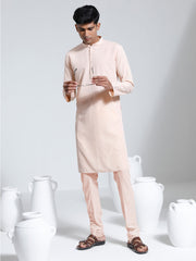 Men's Peach Crepe Kurta