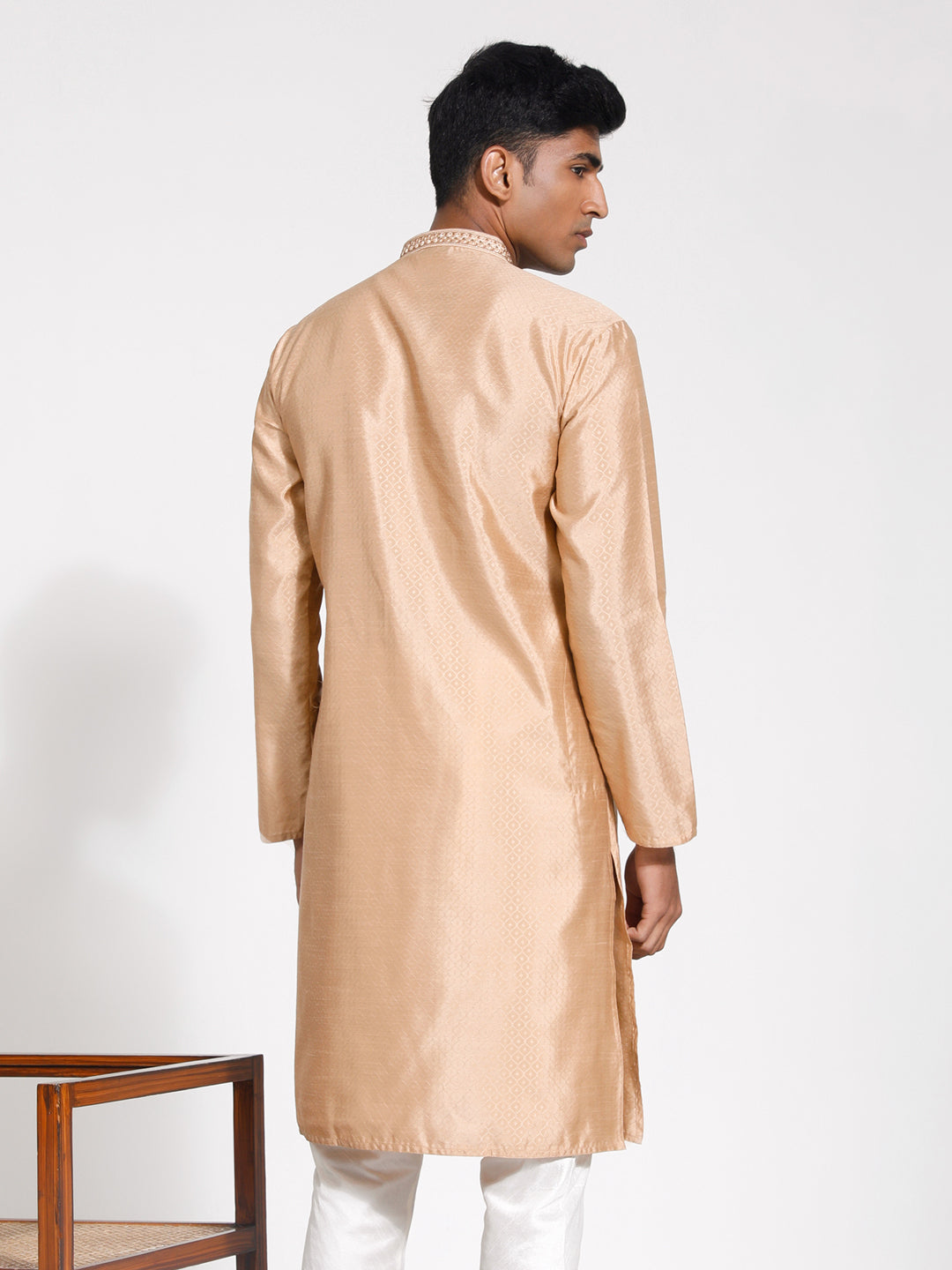 Men's Cream Silk Blend Kurta