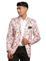 Men's Pink Printed Satin Twill Blazer