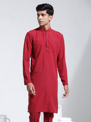 Men's Maroon Crepe Kurta