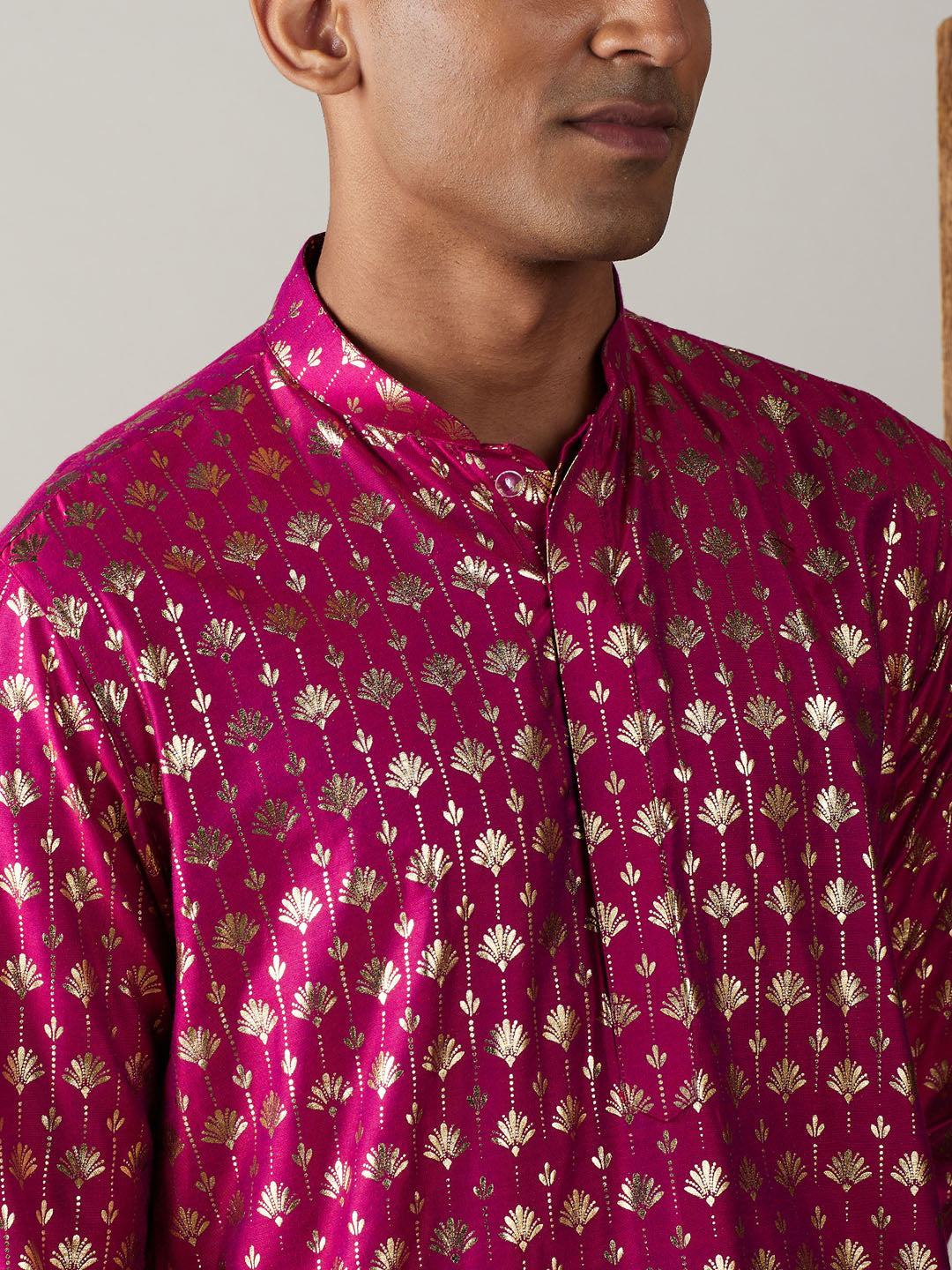 Men's Pink Viscose Kurta