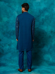 Men's Navy Blue Georgette Kurta Pyjama Set