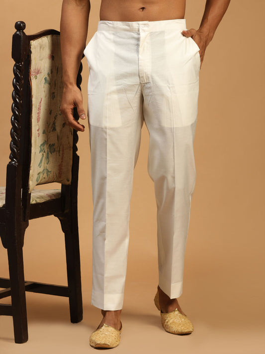 Men's White Viscose Pant Style Pyjama