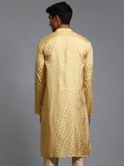 Men's Yellow Silk Blend Kurta