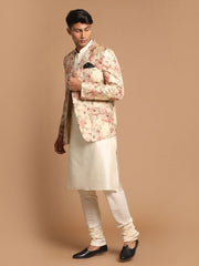 Men's Cream Viscose Ethnic Combo Set