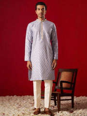 Men's Aqua Silk Blend Kurta Pyjama Set