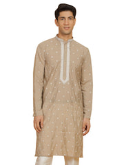 Men's Gray Silk Blend Kurta