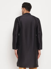 Men's Black Silk Blend Kurta