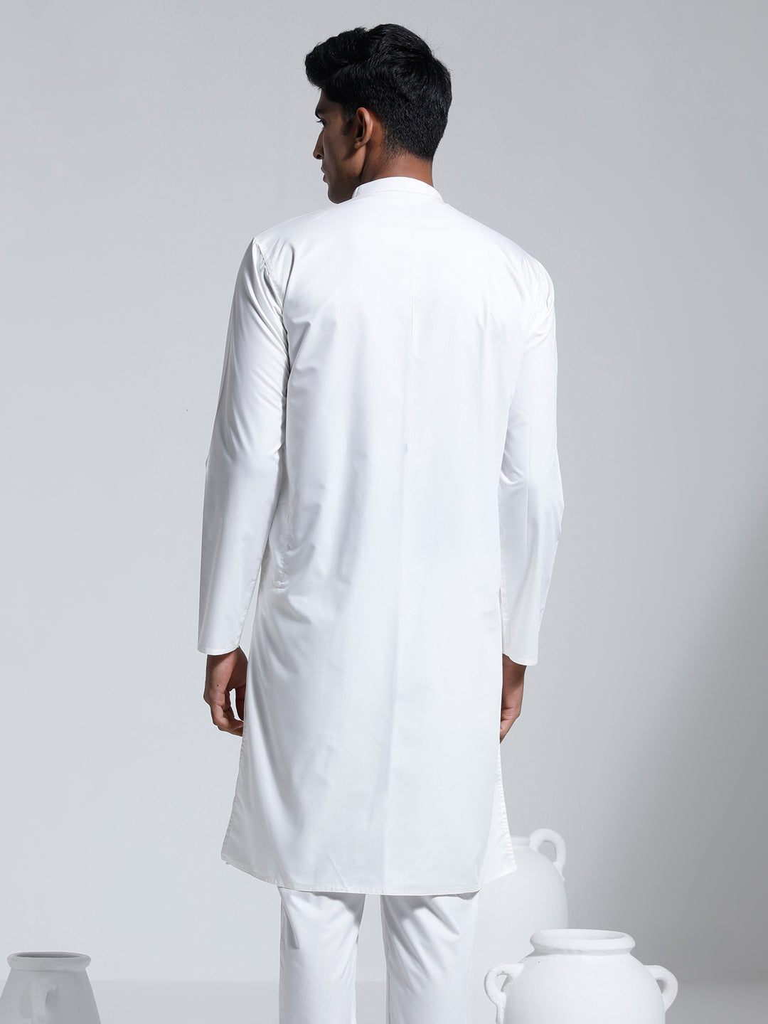 Men's White Cotton Silk Kurta